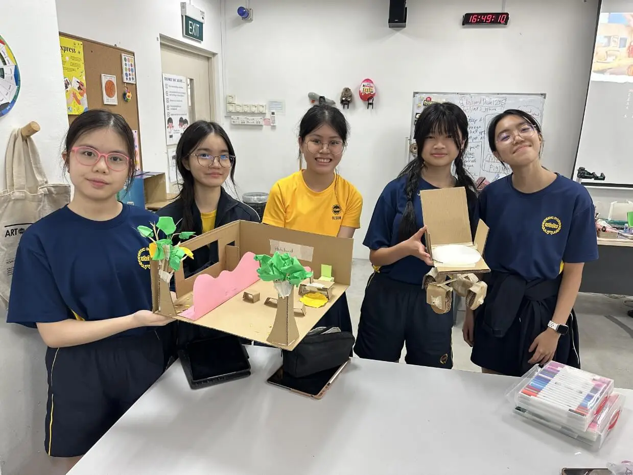 Student leaders in Singapore participating in a cyber wellness design thinking programme and prototyping solutions.