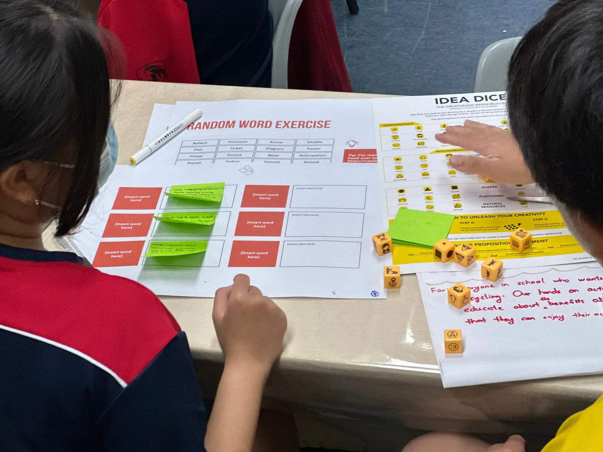 design thinking ideation tools Idea Dice random word exercise secondary school Singapore