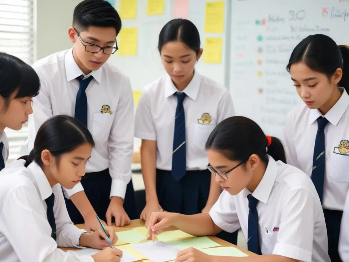 Singapore secondary school HOD reviewing ALP design thinking programme with students in a workshop