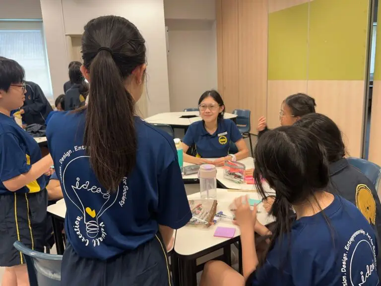Singapore secondary school students collaborating during a design thinking workshop session