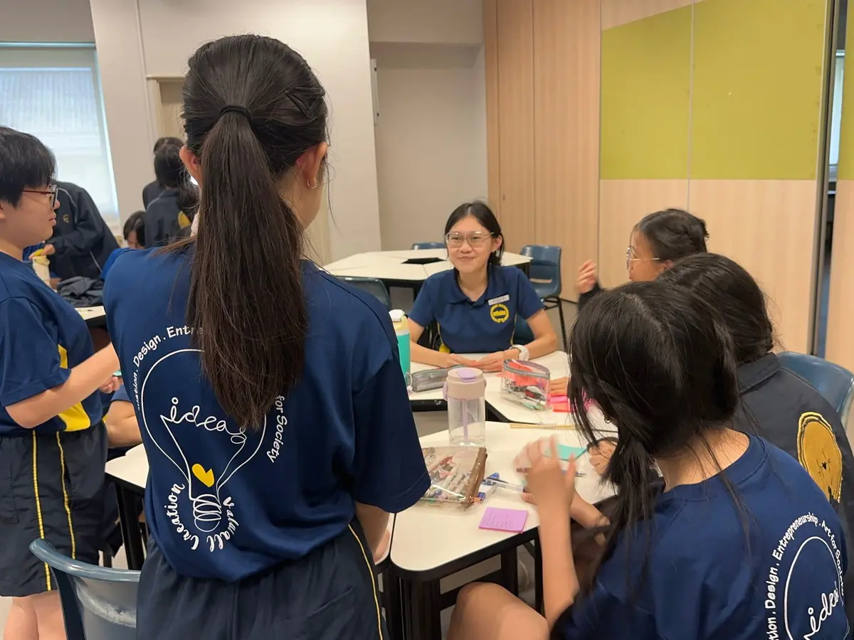 Singapore secondary school students collaborating during a design thinking workshop session